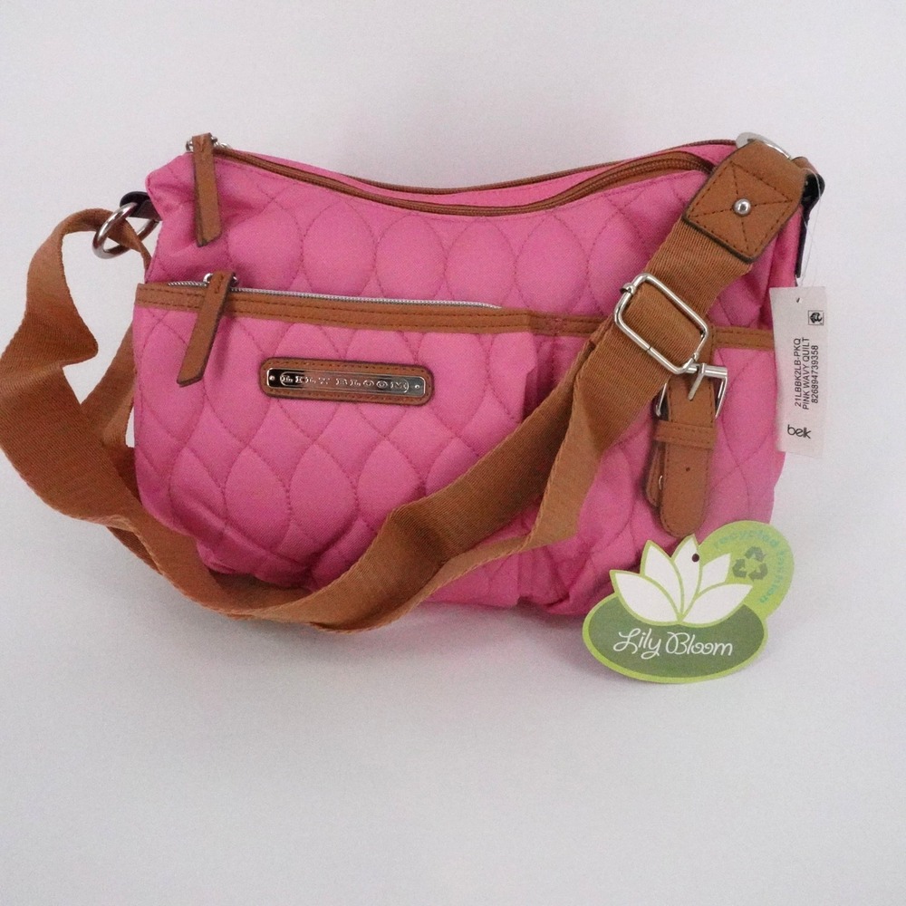 Lily Bloom‎ Pink Crossbody Bag Messenger Handbag Wavy Quilt Recycled NEW